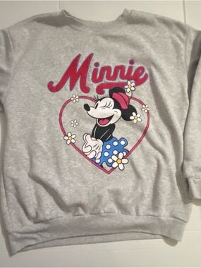 Disney's Winking Minnie In Heart Mouse Graphic Print Sweatshirt L 12-14